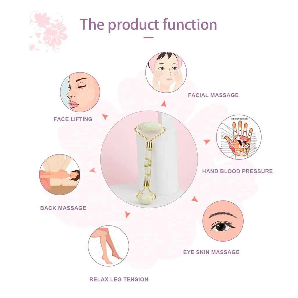 1pc Jade Roller Facial Tool Natural Jade Face Roller Massager Tool Body Mini Portable Skin Care Body Massage Relaxing Tool