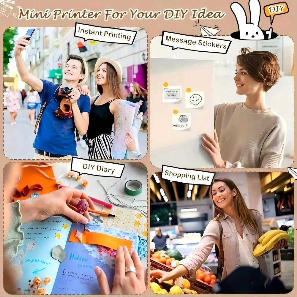 A Portable Wireless Mini Printer - Wireless Photo, Label, Memo Printer, Compact Thermal Printer