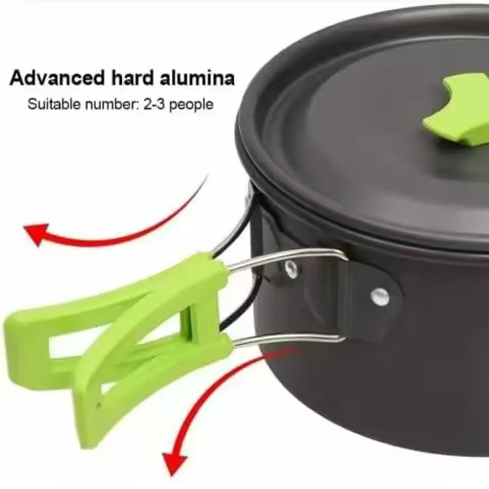 Camping Cookware Mess Kit for Backpacking Gear Camping Pots and Pans Set Camp Kitchen Equipment Accessories Pot