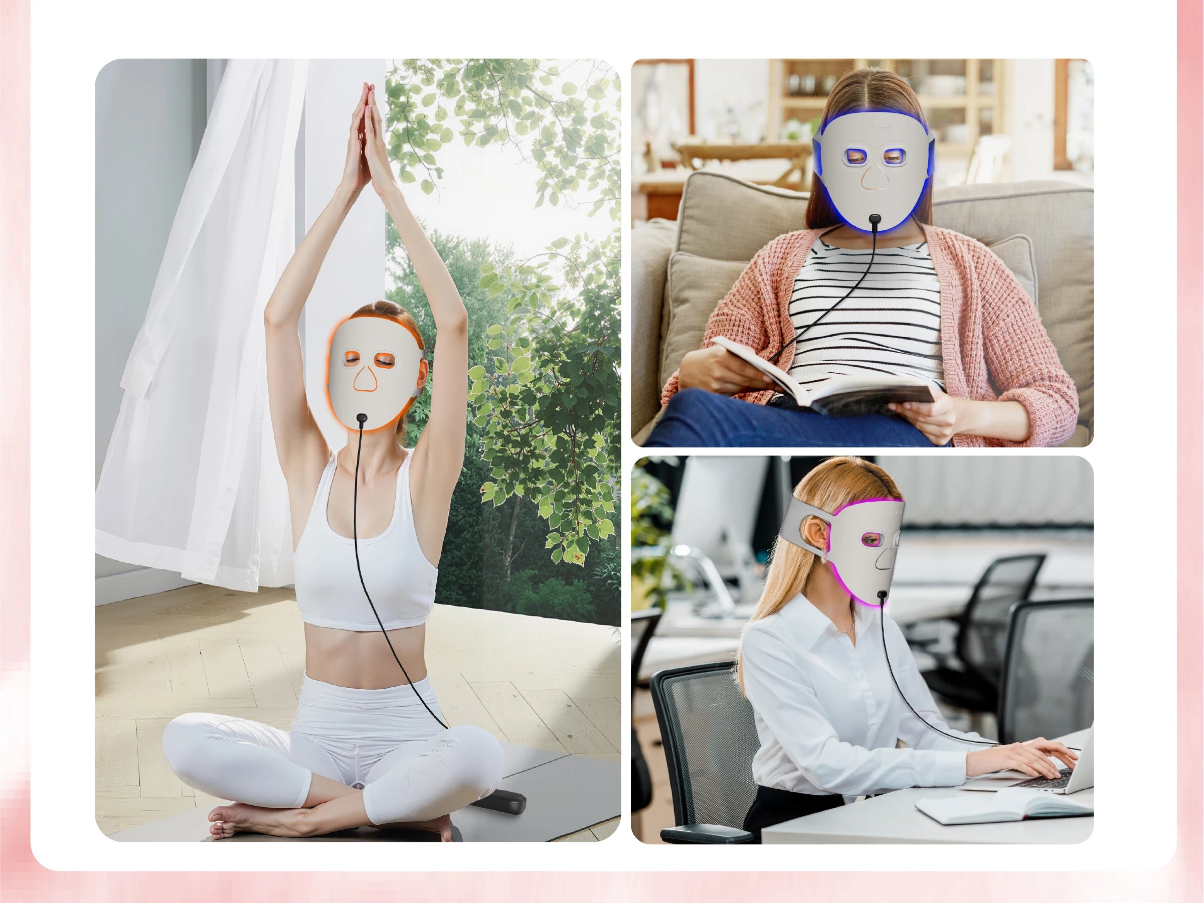 Hello Face Beauty LED Mask Infrared Red Light Wrinkle Reduction Blue Light Acne Treatment 3000mAh Rechargeable Skin Care Device