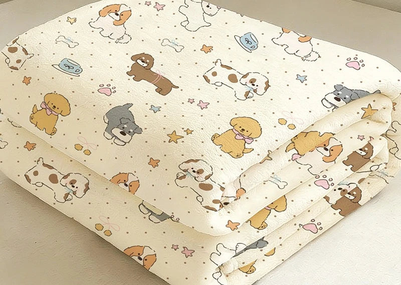 Cute Cartoon Animal Print Flannel Throw Blanket Soft Lightweight Multi Purpose Cover All Season Portable Blanket