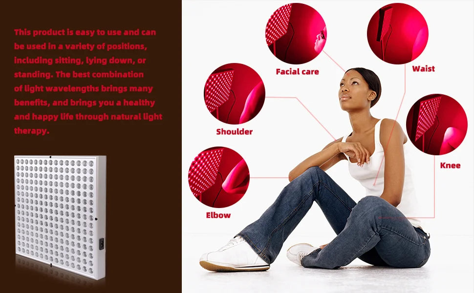 Red-Light-Therapy-Device-45W LED Panel Deep 660nm and Near-Infrared 850nm LED Light Combo for Skin Beauty,Pain Relief of Muscles