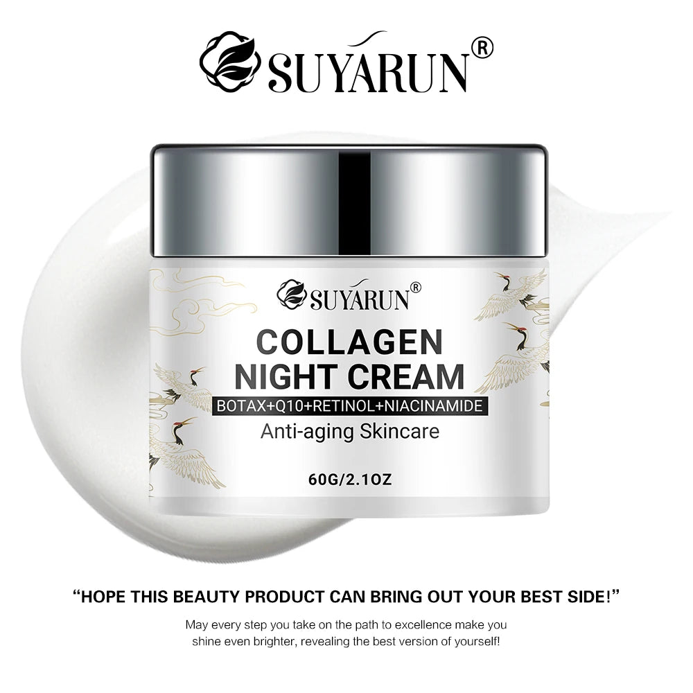 SUYARUN Night Repair Cream - Collagen Booster with Niacinamide & Ginger, Anti-Aging, Brightening & Moisturizing Face Cream.