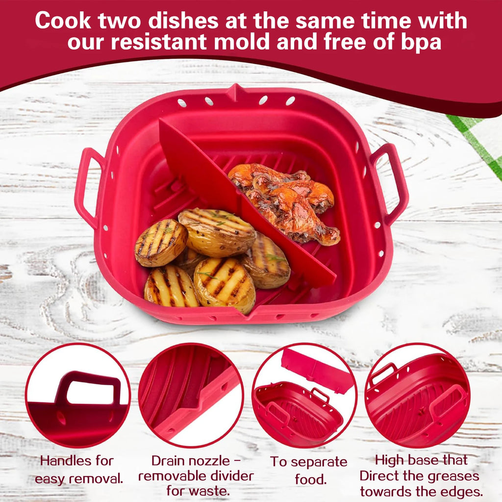 Air Fryer Accessories Set Kit Inculding 20-23cm Silicone Basket and Airfryers Utensils for for Cosori 5.5L - Cecotec 6L 6.5L