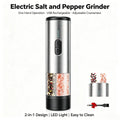 Electric Salt and Pepper Grinder Set 2 in 1 Rechargeable Type C Automatic Spice Mill Adjustable Coarseness LED Light One Touch