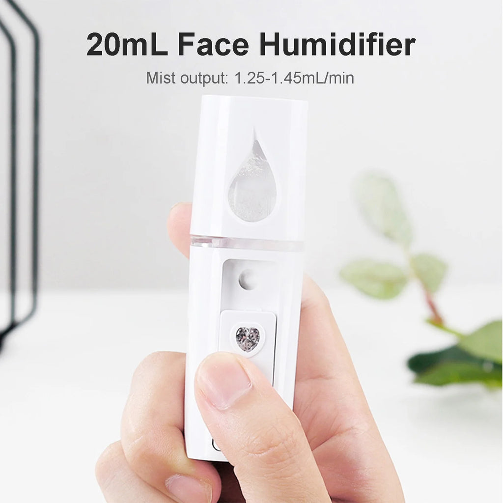 Facial Mister 20mL Face Humidifier Portable Cool Mist Facial Sprayer SPA Moisturizing Hydrating Face Sprayer USB Rechargeable