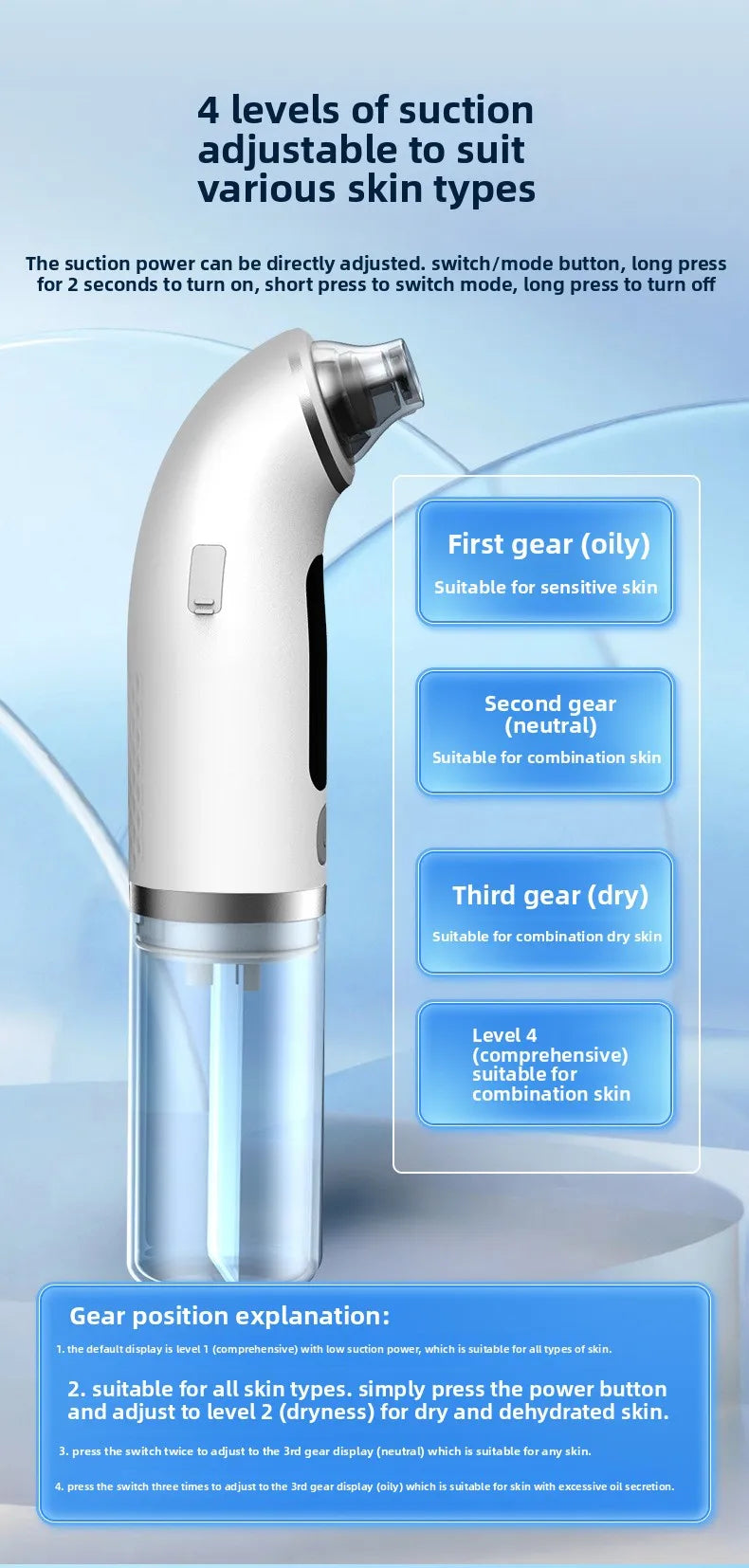 Pore Vacuum Blackhead Remover Women and Men Facial Cleaning Beauty Equipment Facial Pore Cleaning Oxygen Injection Instrument