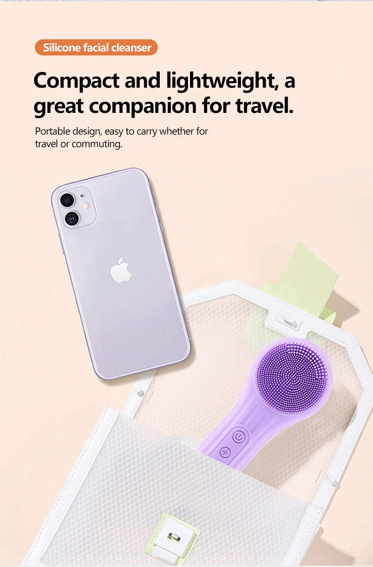 Sonic Waterproof Silicone Facial Cleansing Brush Rechargeable Vibrating Exfoliating Deep Clean Face Cleanser