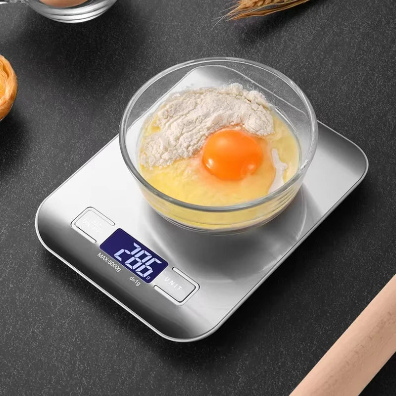 Digital Kitchen Scale with LED Display 5kg/1g Stainless Steel Electronic Weighing for Food Jewelry Snacks Baking Home Tools