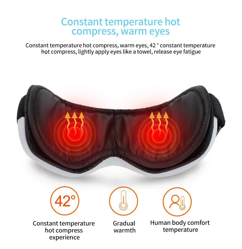 Eye Massager with Heat Vibration Eye Mask Bluetooth Music Airbag Care Device for Eye Strain Relief Dry Improve Sleep Facial