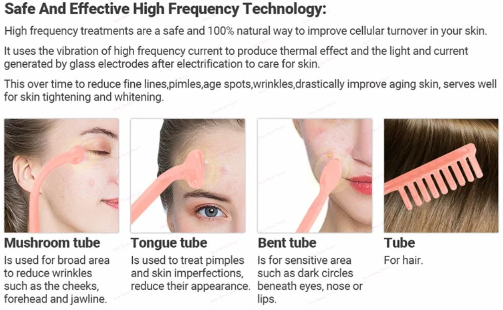 High Frequency Facial  Massage Wand Home Use Skincare Device High Frequency Beauty Care Machine