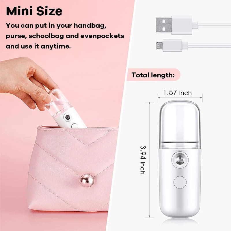 Nano Facial Hydrator Sprayer Portable Face Steamer Nebulizer Home Travel Use Mini Rechargeable Humidifier Beauty Skin Care Tools