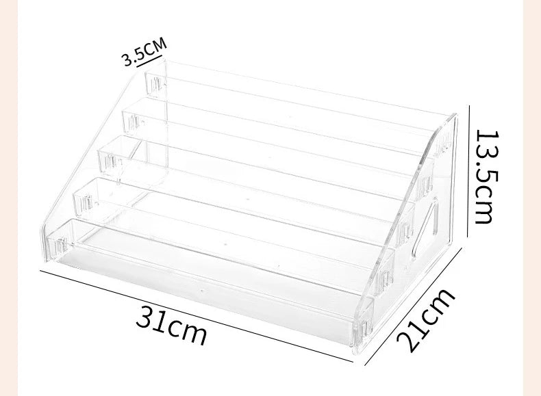 Acrylic Badge Storage Box Display Rack Stepped Display Desktop Storage Organizer for 75MM Badges Standing Signs and Peripherals