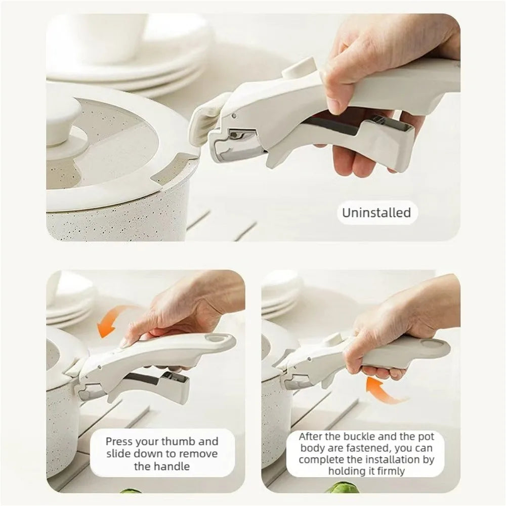 Pot and Pans Handles Food-Grade Material Handles Anti-Scalding Removable Handle Detachable Cookware Handle Kitchens Accessories