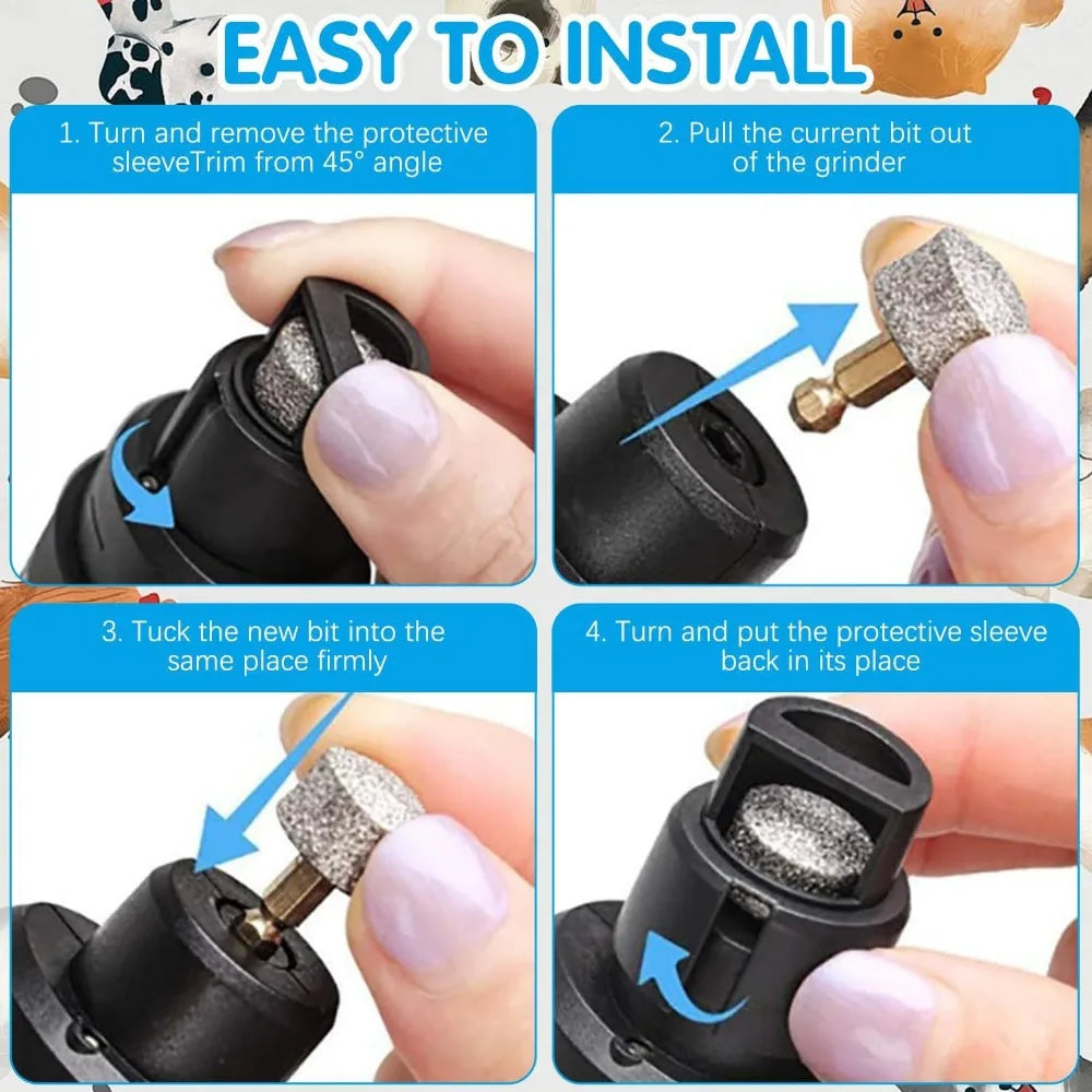 Pet Cat Nail Grinders Pet Nail Clippers LED Quiet Electric USB Charging Rechargeable Pet Dog Paws Nail Grooming Trimmer Tools