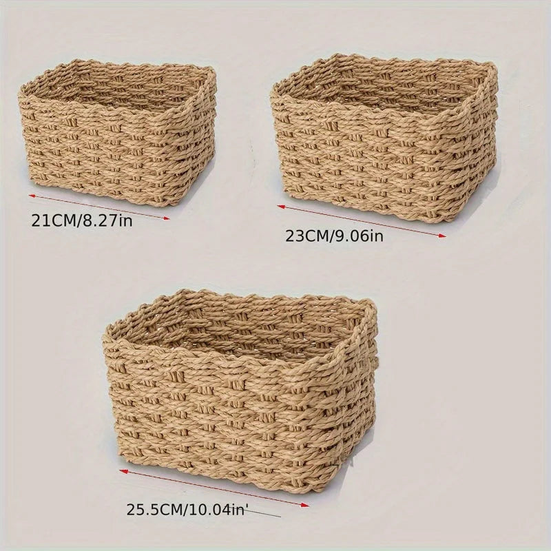 Set of 3 Baskets Braided Storage Baskets Storage Boxes for Accessories Make-Up Bathroom Organiser Changing Table Organiser