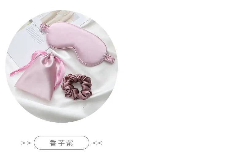 Silk-like sleeping eye mask with storage bag and scrunchie, soft cooling eye mask for face