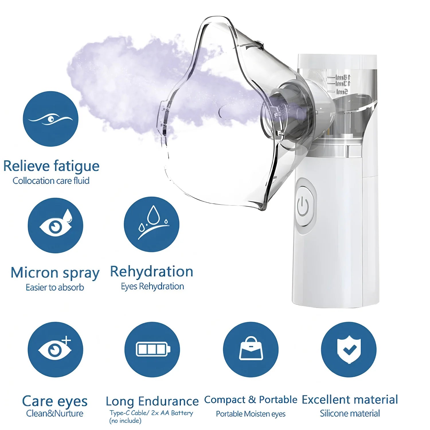 Mini Facial Steamer Handheld Portable Silent Mesh Nebulizer Humidifier Skin Care Face Rehydration Tool