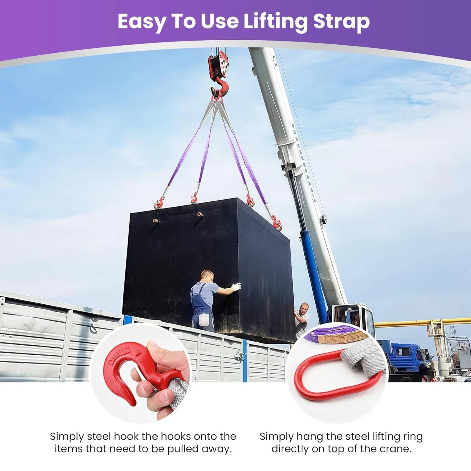 3.3/9.8/16.4FT Lifting Slings Straps with Hooks 4400LBS Pounds Capacity Polyester Bridle Sling,Heavy Duty Two Leg Rigging Strap