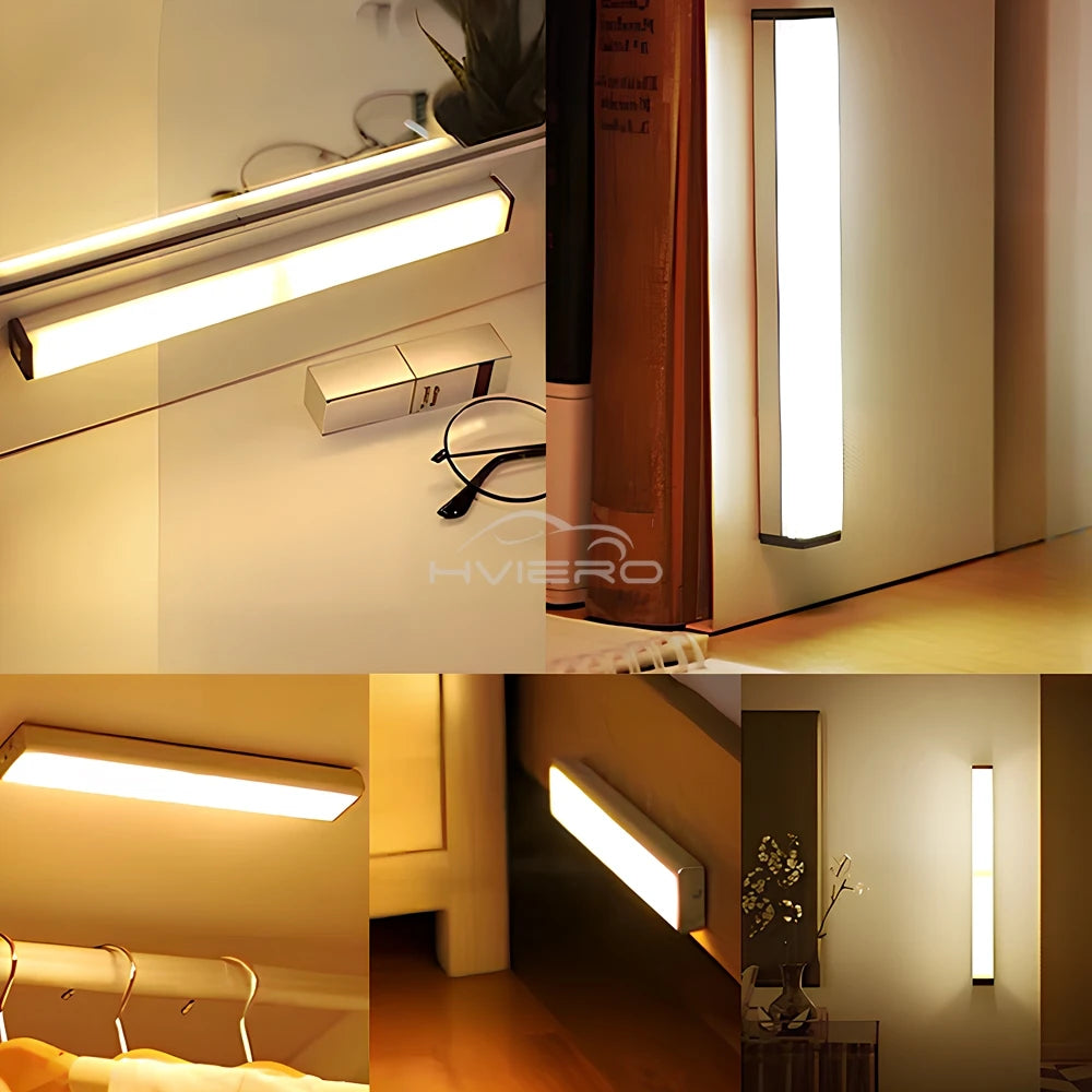 Motion Sensor LED Lamp Night Lights Wireless USB Rechargeable Magnetic For Kitchen Wardrobe Room Closet Aisle Tube Detector Bulb