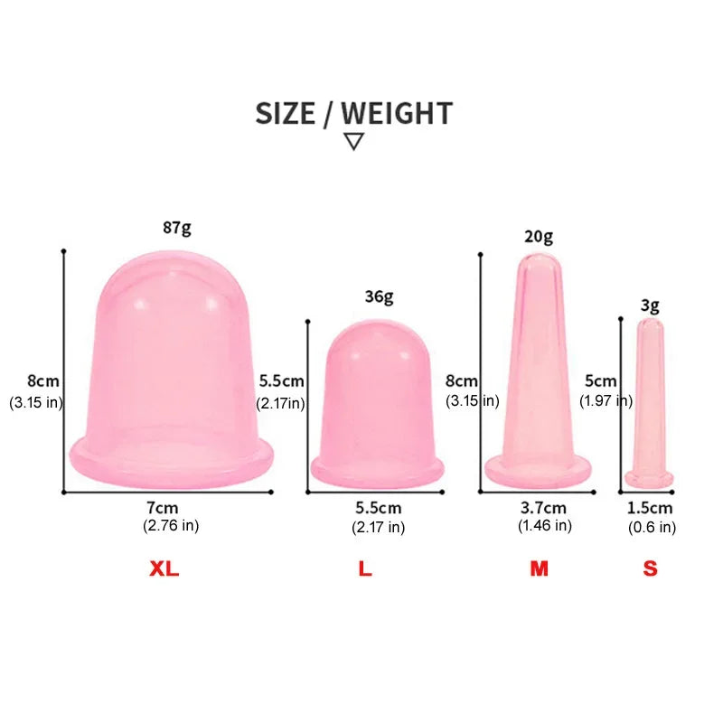 Silicone Vacuum Cupping Massage Jars Anti Cellulite Massage Facial Suction Cups Face Neck Lift Skin Scraping Guasha Anti Wrinkle