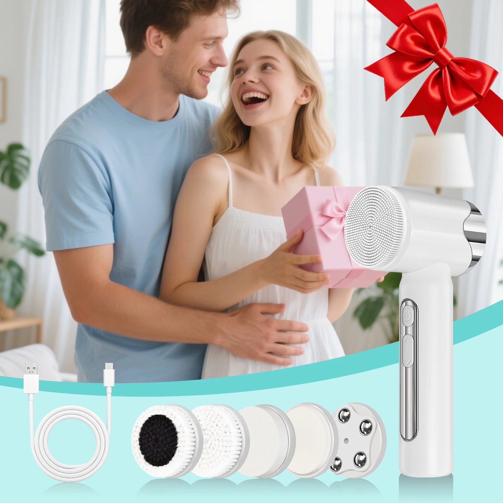 Electric Sonic Facial Cleansing Brush Waterproof Face Scrubber Deep Clean Exfoliating Skin Care Device