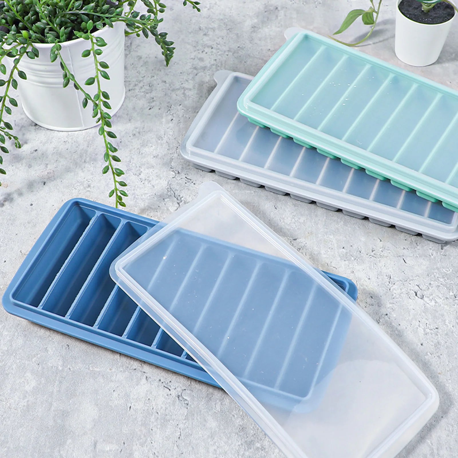 Ice Cube Tray, Easy Release Reusable Ice Cube, Silicone, with No-Spill Removable Lid, 10 Cavities, BPA Free, Ideal for Sports