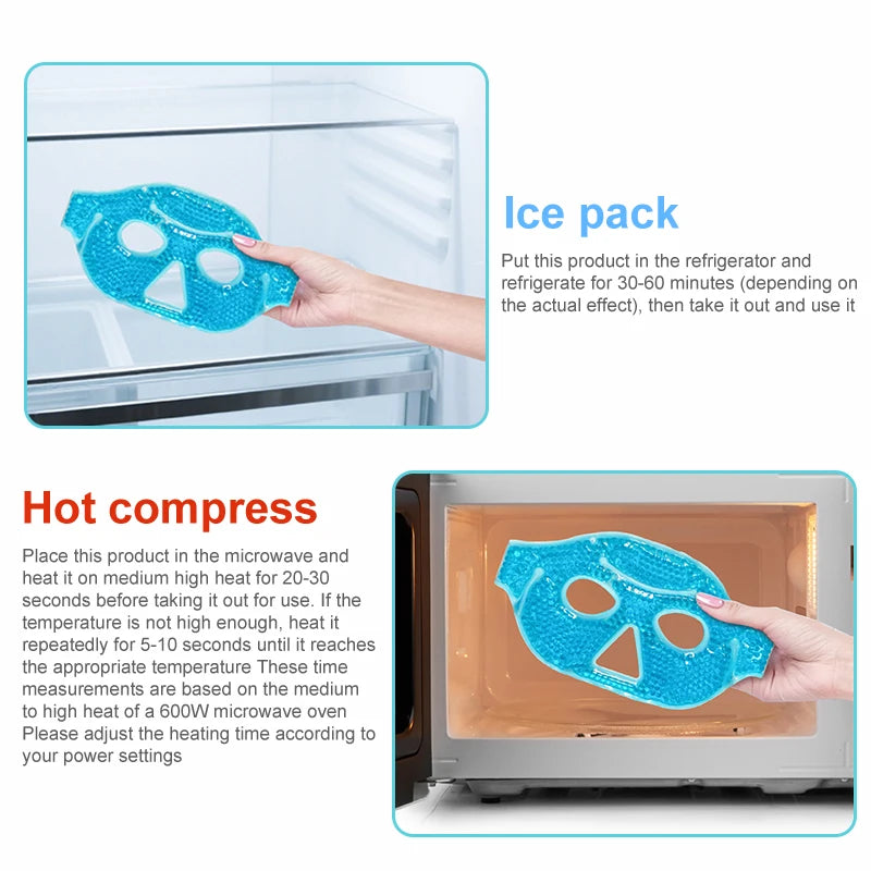 Reusable Cooling Eye Mask with Gel Beads - Visible Cold Compress for Puffy & Dry Eyes, SPA Care Essential