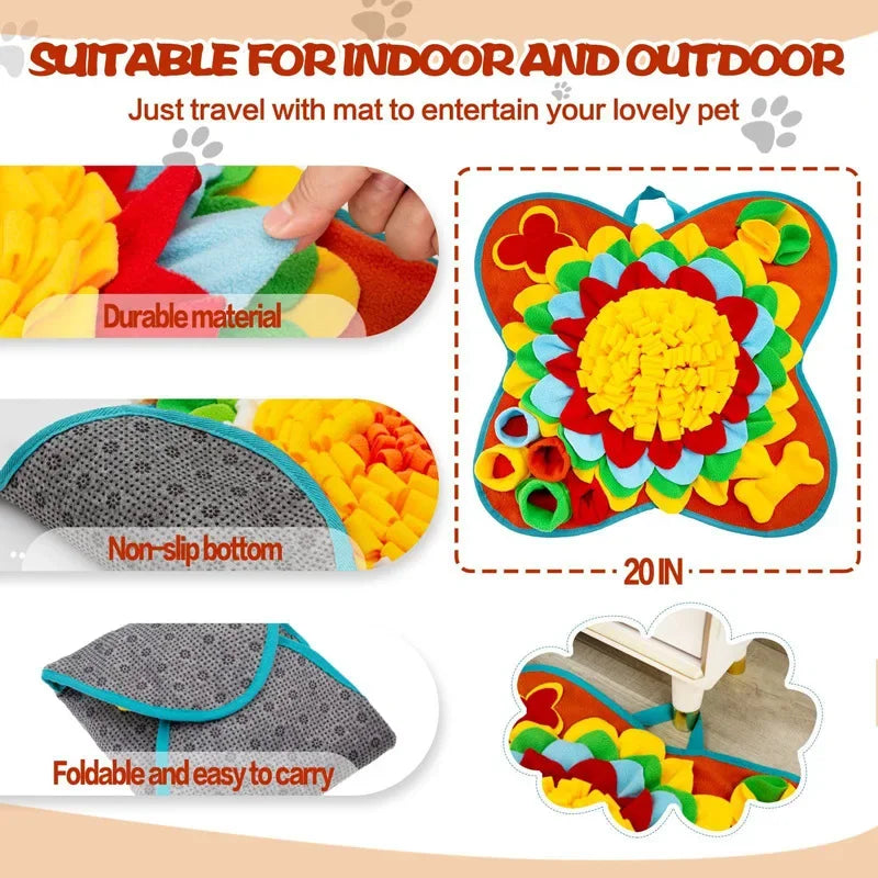 Snuffle Mat for Dogs Small Durable Non-Slip Sniff Mat Washable Foldable Felt Puzzle Toy Slow Feeding Training Mat Small Medium