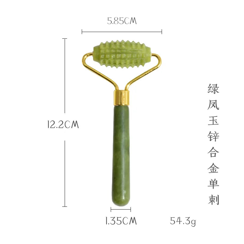 1 Pcs Xiu Yu Jade Roller Facial Ridged Roller Skin Massage Roller Facial Beauty Container Natural Xiuyu Thin Face Tools