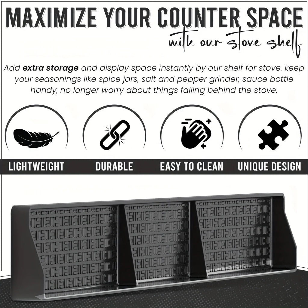 Magnetic Stove Top Shelf Over the Stove Spice Rack with Fall-Proof Design Universal Kitchen Storage Shelf for Spice Jars Sauce