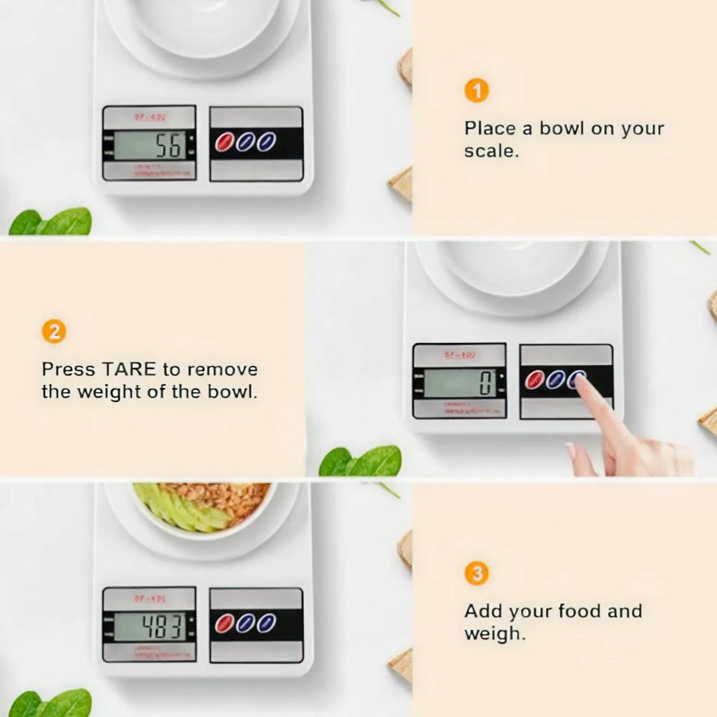 Digital Kitchen Scale 22lb/10kg Capacity, Stainless Steel Food Scale with oz/g Units | Replaceable Battery Power |