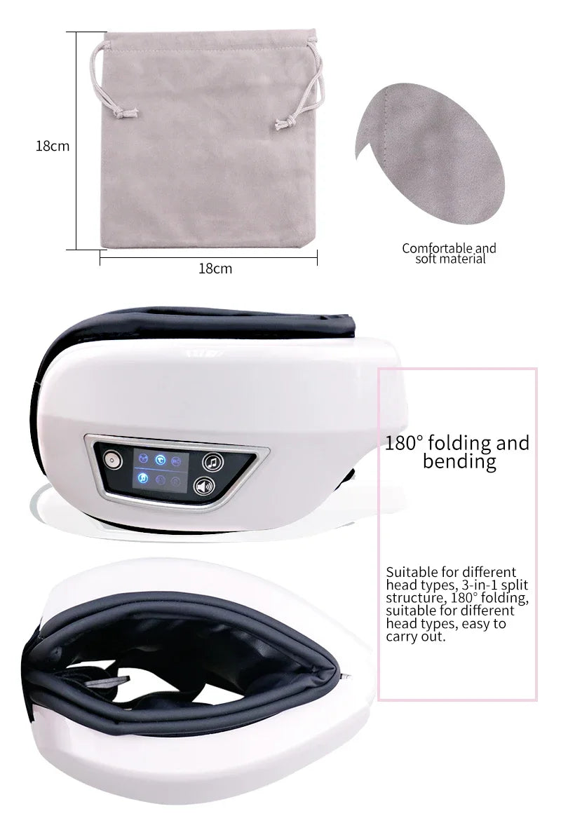 Eye Massager with Heat Vibration Eye Mask Bluetooth Music Airbag Care Device for Eye Strain Relief Dry Improve Sleep Facial