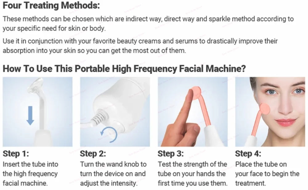 High Frequency Facial  Massage Wand Home Use Skincare Device High Frequency Beauty Care Machine