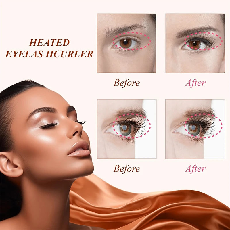 USB Rechargeable Heated Eyelash Curler with LCD Display Portable Makeup Tool Beauty and Health