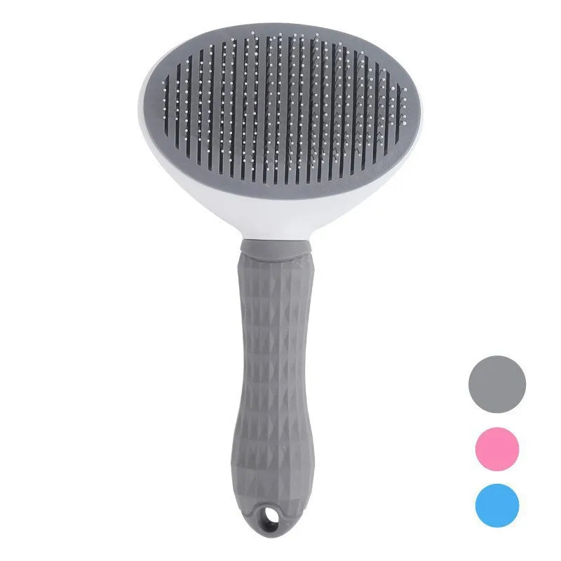 One Button Self Cleaning Pet Brush for Dogs Cats, Gentle Slicker Brush Removes Loose Undercoat, No Scratch Grooming Tool
