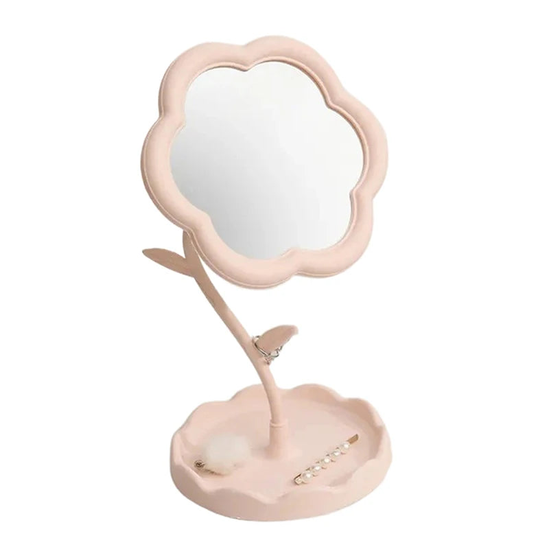 Student Dormitory Desktop Makeup Mirror Special-shaped Dresser Makeup Mirror Girls Flower Mirror Makeup Mirror Desktop Mirror