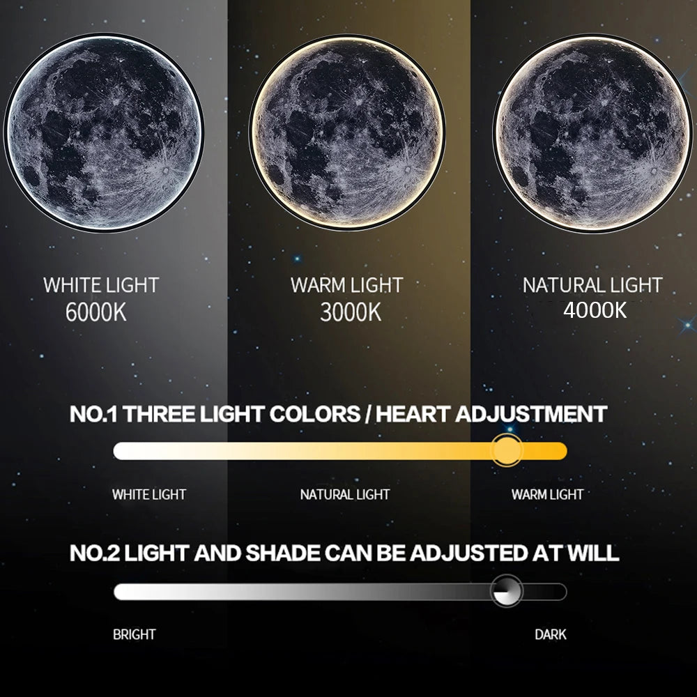 LED Moon Wall Lamp Remote Control Dimmable Romantic Mural Night Light Modern Bedroom Living Room Interior Home Decor Wall Lamp
