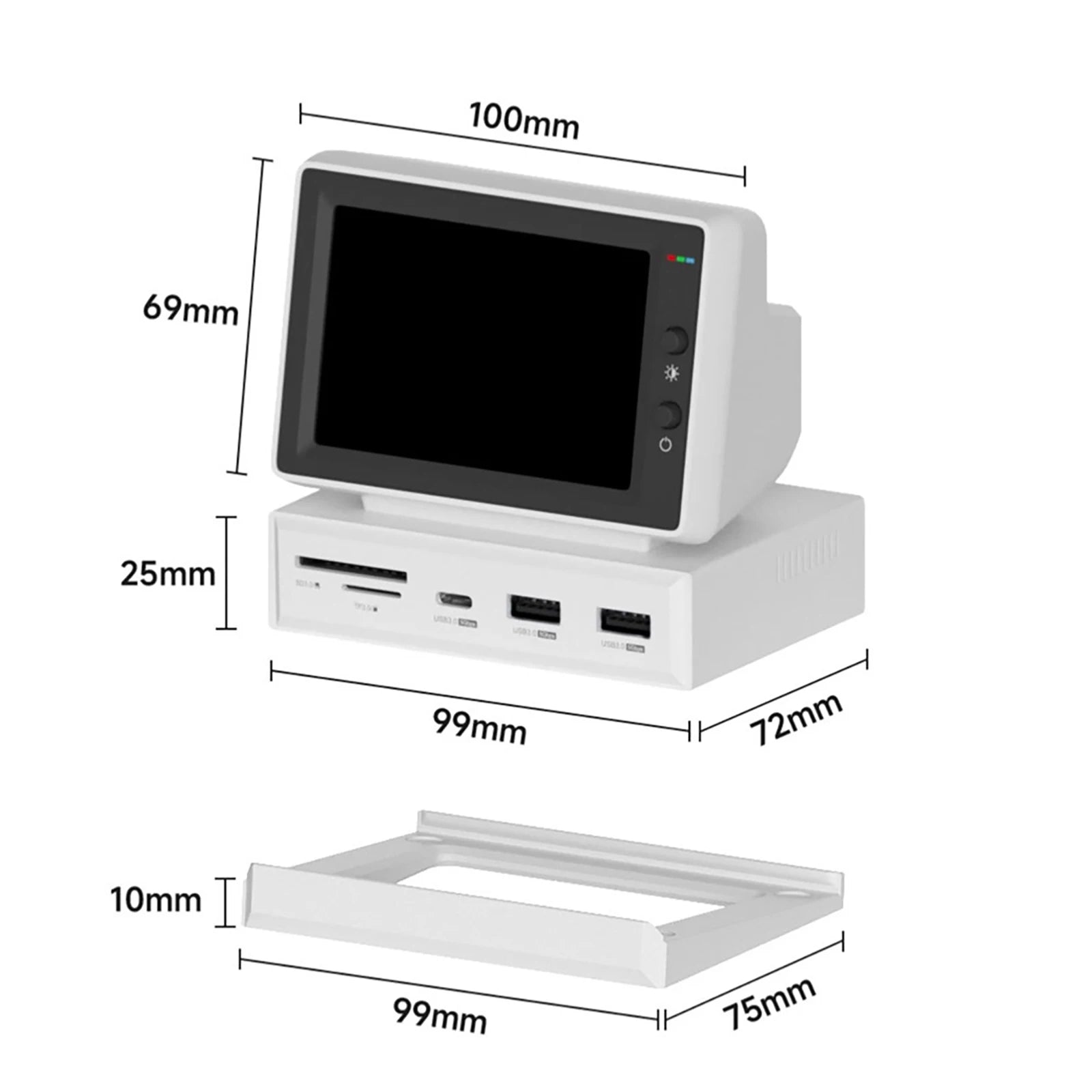 3.5inch HDD Data Monitor Display Sub Screen with USB C Hub for Laptop PC MacBook IPS Mini Screen AIDA64 Mini PC CPU RAM