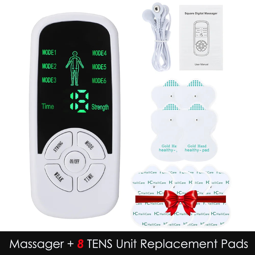 Electric Muscle Stimulator 6 Modes Mini Cervical Spine Massager Meridian Body Massage Device for Pain Relief Electroestimulador