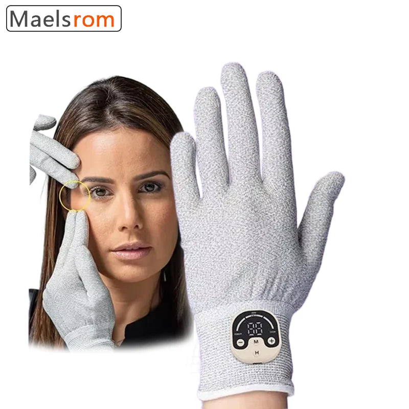 Microcurrent Facial Gloves - Silver Fiber Anti-Aging Gloves for Face Lifting, Wrinkle Reduction, Puffiness Relief, Collagen Stim