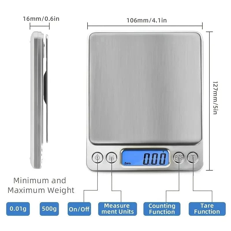 Digital Kitchen Scale Stainless Steel Food Scale with LCD Display for Precise Weighing of Cooking Ingredients Diet