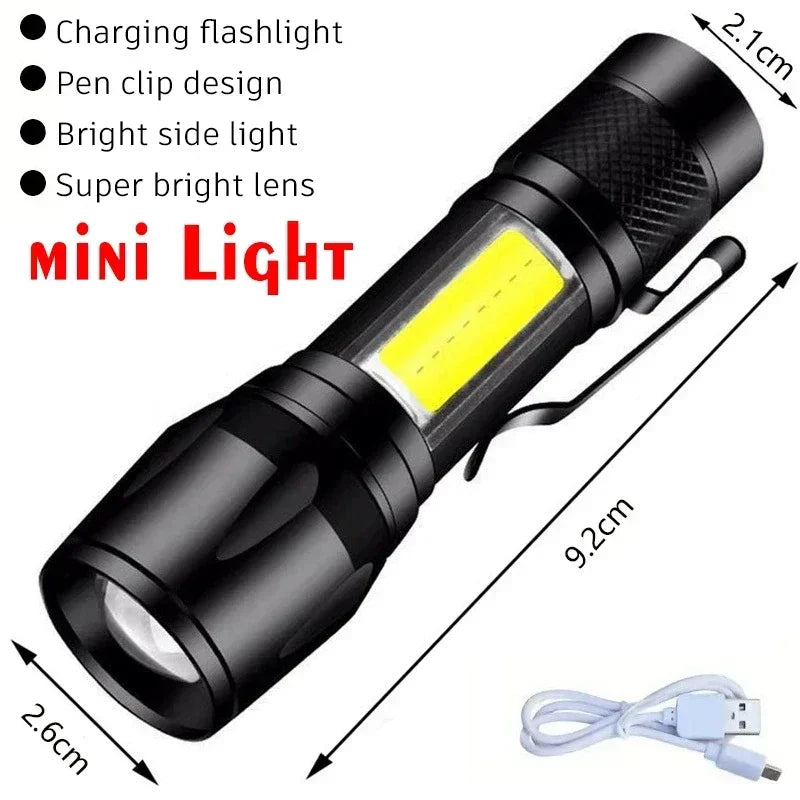 Mini 3LED Flashlight With Pen Clip，Night Walking, Portable Brightness,Rechargeable Waterproof Emergency Spotlight Outdoor Torch