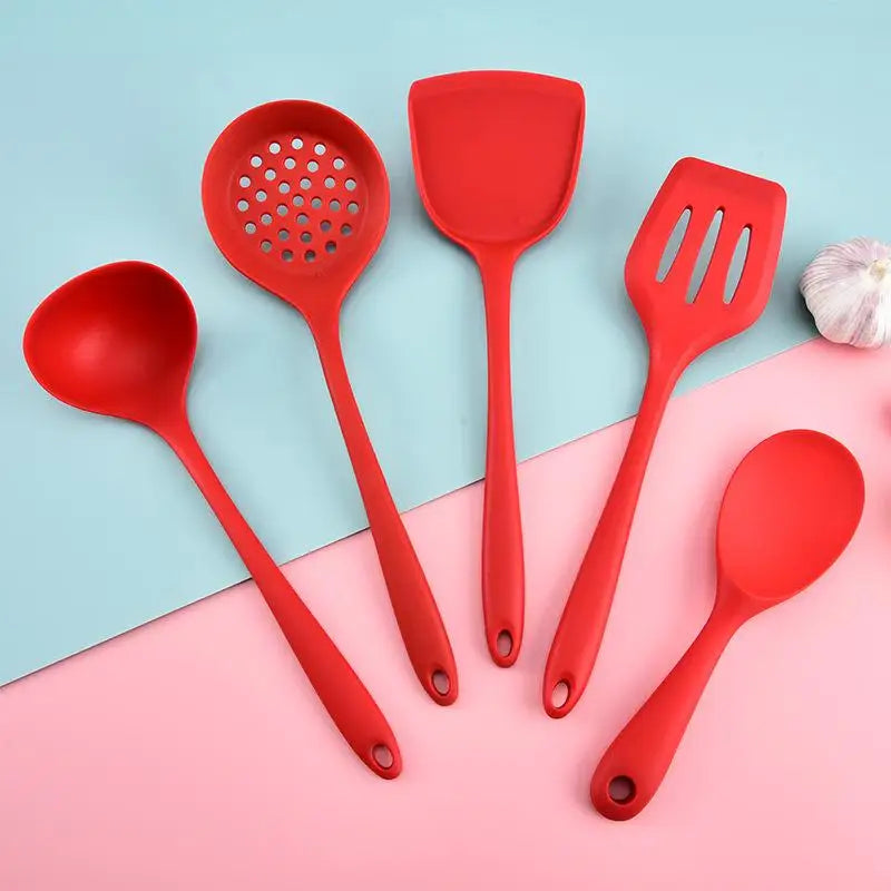 Silicone Kitchen Utensil Set, Food-grade Silicone, Including A Soup Ladle, Spatula, Rice Spoon, And Mixing Spoon