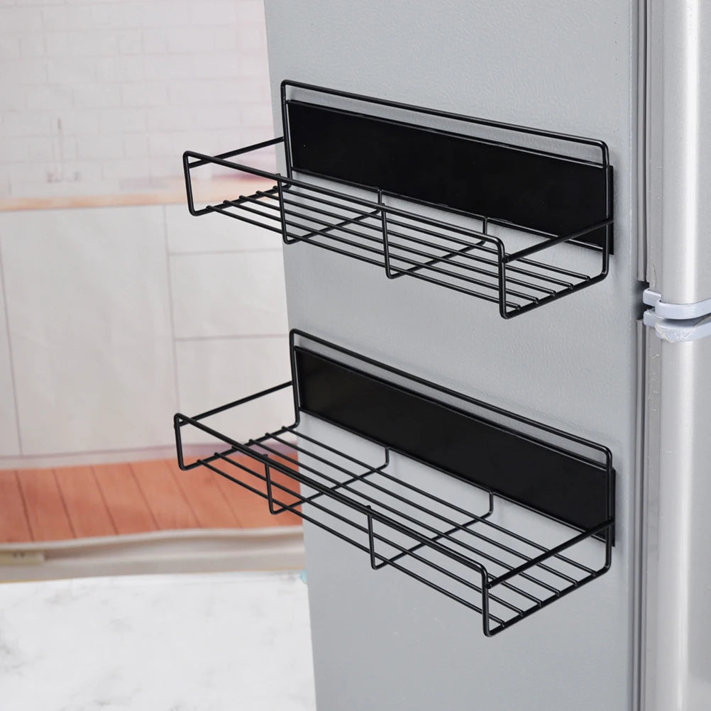 Magnetic Spice Rack For Refrigerator Magnetic Shelf 2PCS Spice Racks Organizer For Cabinet Hanging Spice Rack Wall Mount Kitchen