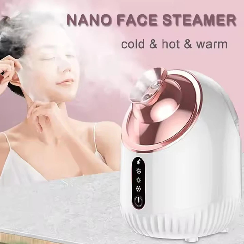 Face Steamer Nano Mist Sprayer Facial Steamer Cold & Hot Nebulizer Facial Sauna Humidifier For Pores Cleansing Moisturizing SPA