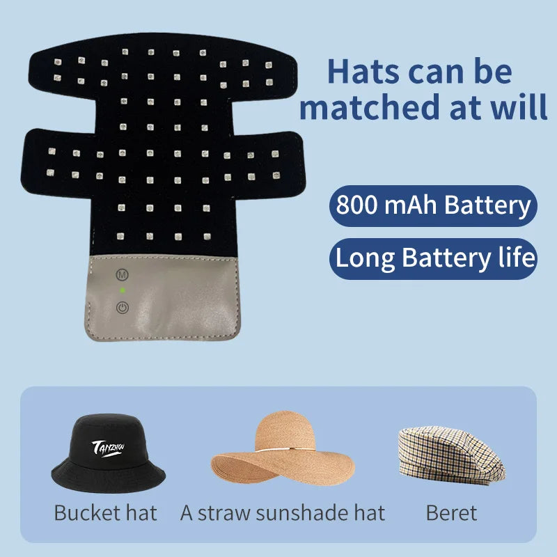 for 48 Light Emitting Diode Red and Blue Light Therapy Hat Scalp Health Booster with Anti-Inflammation Blue Light for  Home