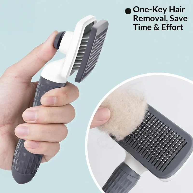 Self Cleaning Pet Slicker Brush for Cats Dogs, Hair Removal Grooming Comb, Deshedder for Long Short Hair, Square Shape