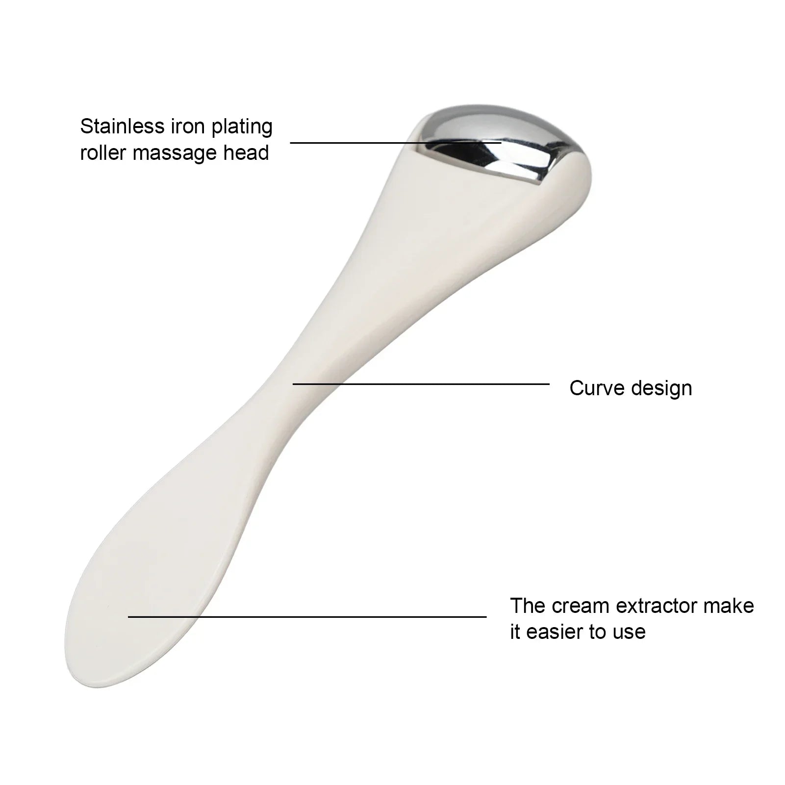 1pcs Facial Metal Ice Roller Stainless Steel White Mini Eye Metal Ice Roller for Mini Eye Puffiness Tighten Skin Care Tool