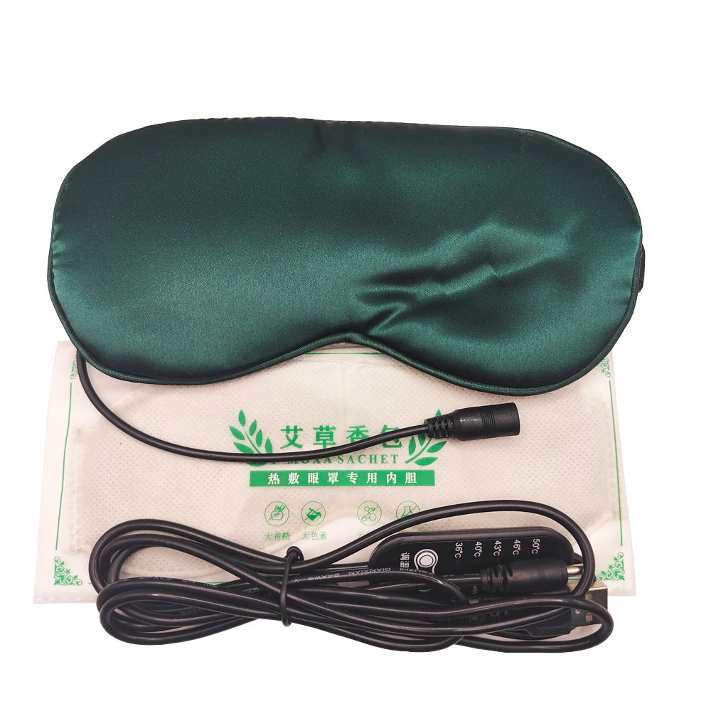USB Heated Eye Mask Silk Sleeping Mask for Eyes Heating Eye Cover Travel Eyeshade Blindfold Warming Eye Masks